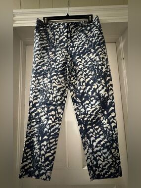 Mint Velvet Women’s Navy Abstract Print Pants Size 12 NWOT
